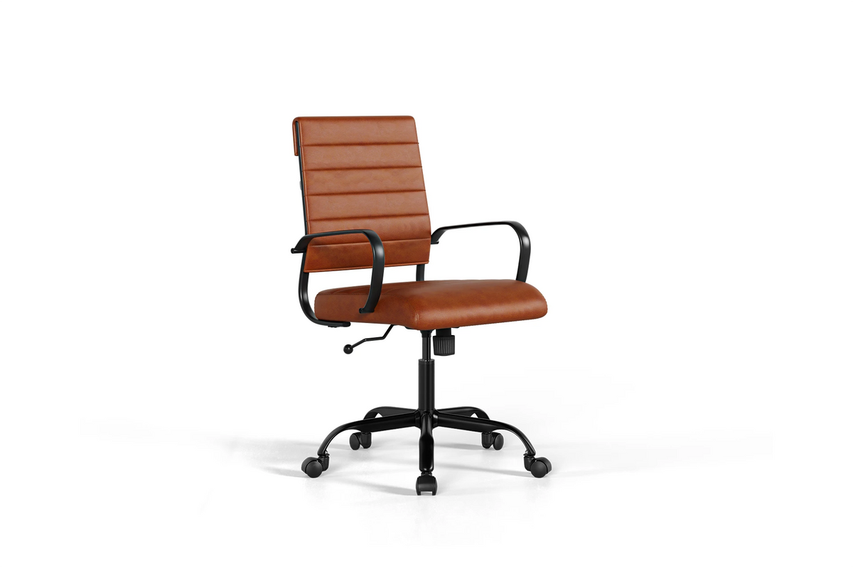 Laguna Classic Office Chair - Brown Vegan Leather and Black Base - With Wheels