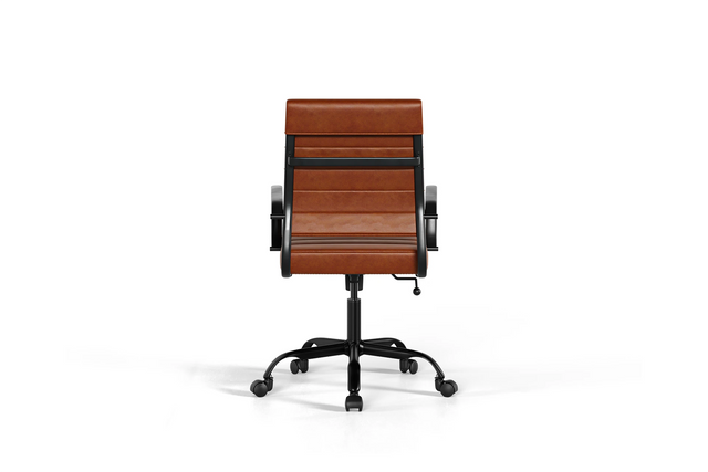 Laguna Classic Office Chair - Brown Vegan Leather and Black Base - With Wheels