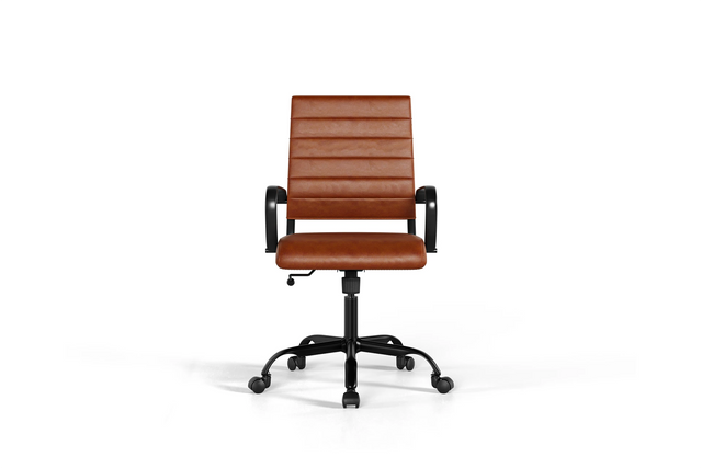 Laguna Ergonomic Office Chair - Brown Vegan Leather and Black Base - With Wheels