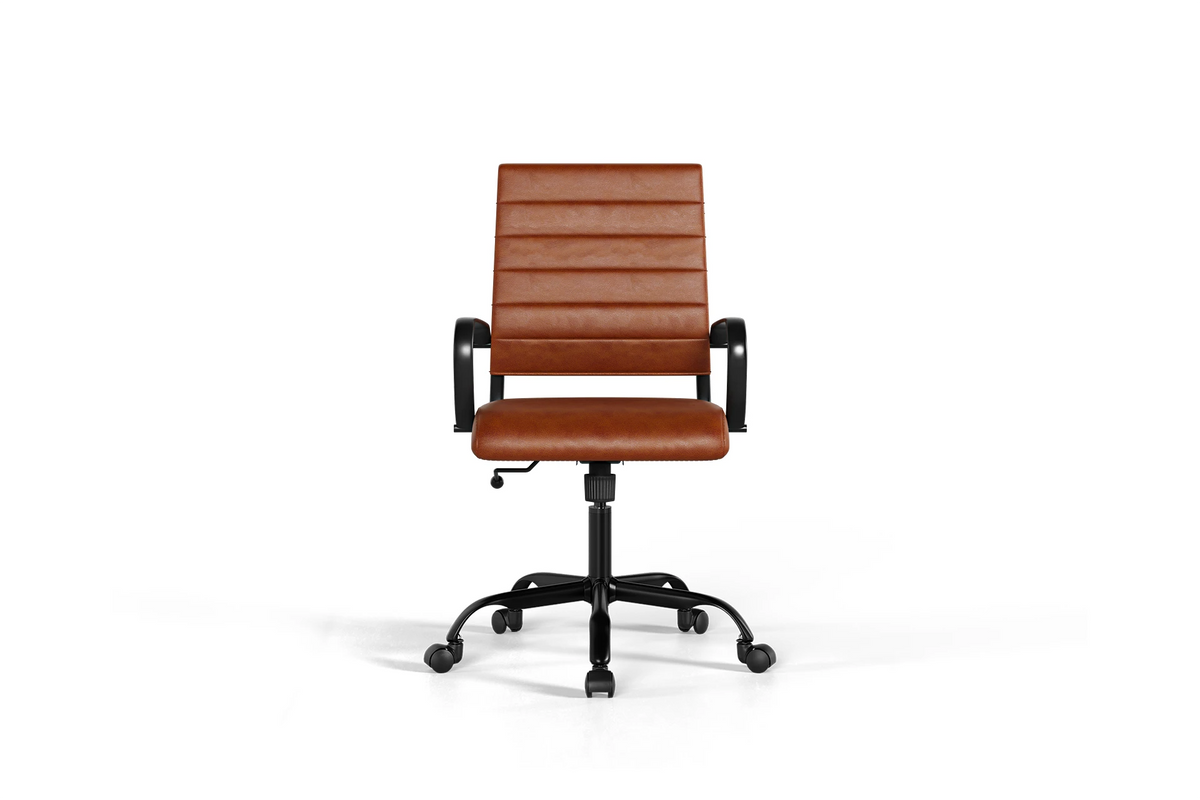 Laguna Classic Office Chair - Brown Vegan Leather and Black Base - With Wheels