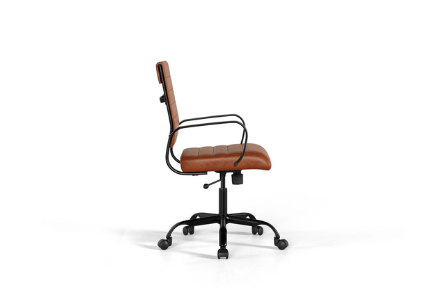 Laguna Classic Office Chair - Brown Vegan Leather and Black Base - Without Wheels