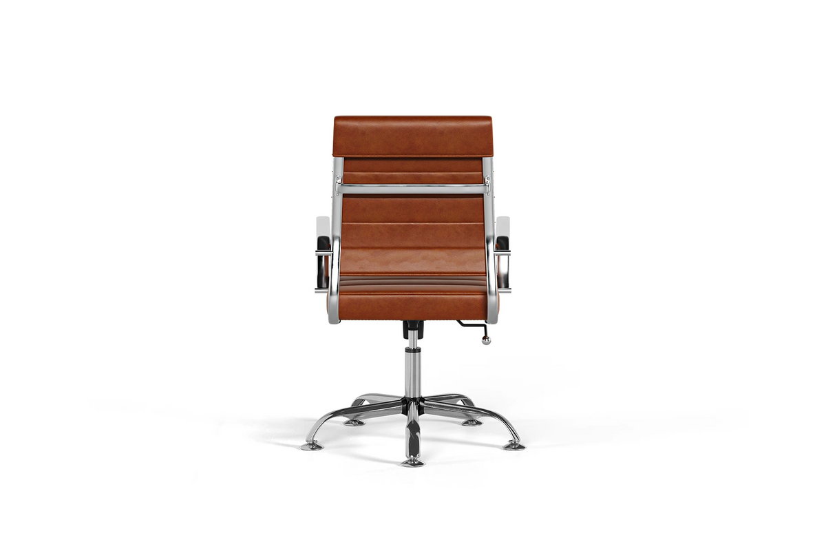 Laguna Ergonomic Office Chair - Brown Vegan Leather and Chrome Base - Without Wheels