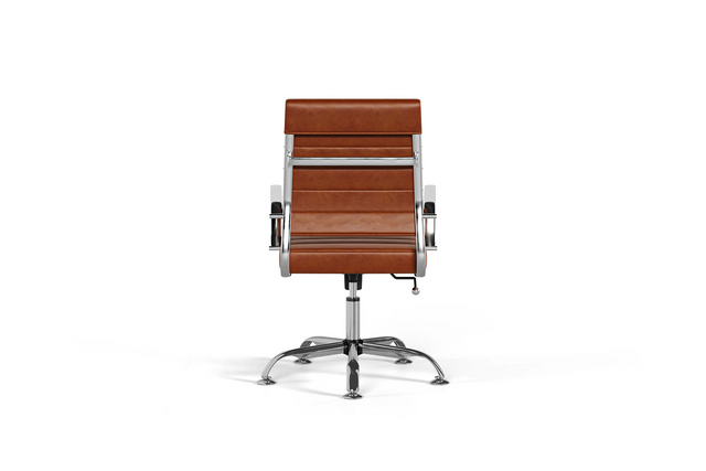 Laguna Classic Office Chair - Brown Vegan Leather and Chrome Base - Without Wheels