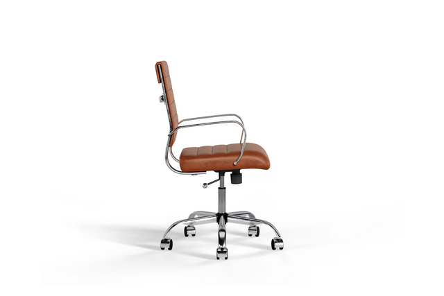 Laguna Classic Office Chair - Brown Vegan Leather and Chrome Base - With Wheels