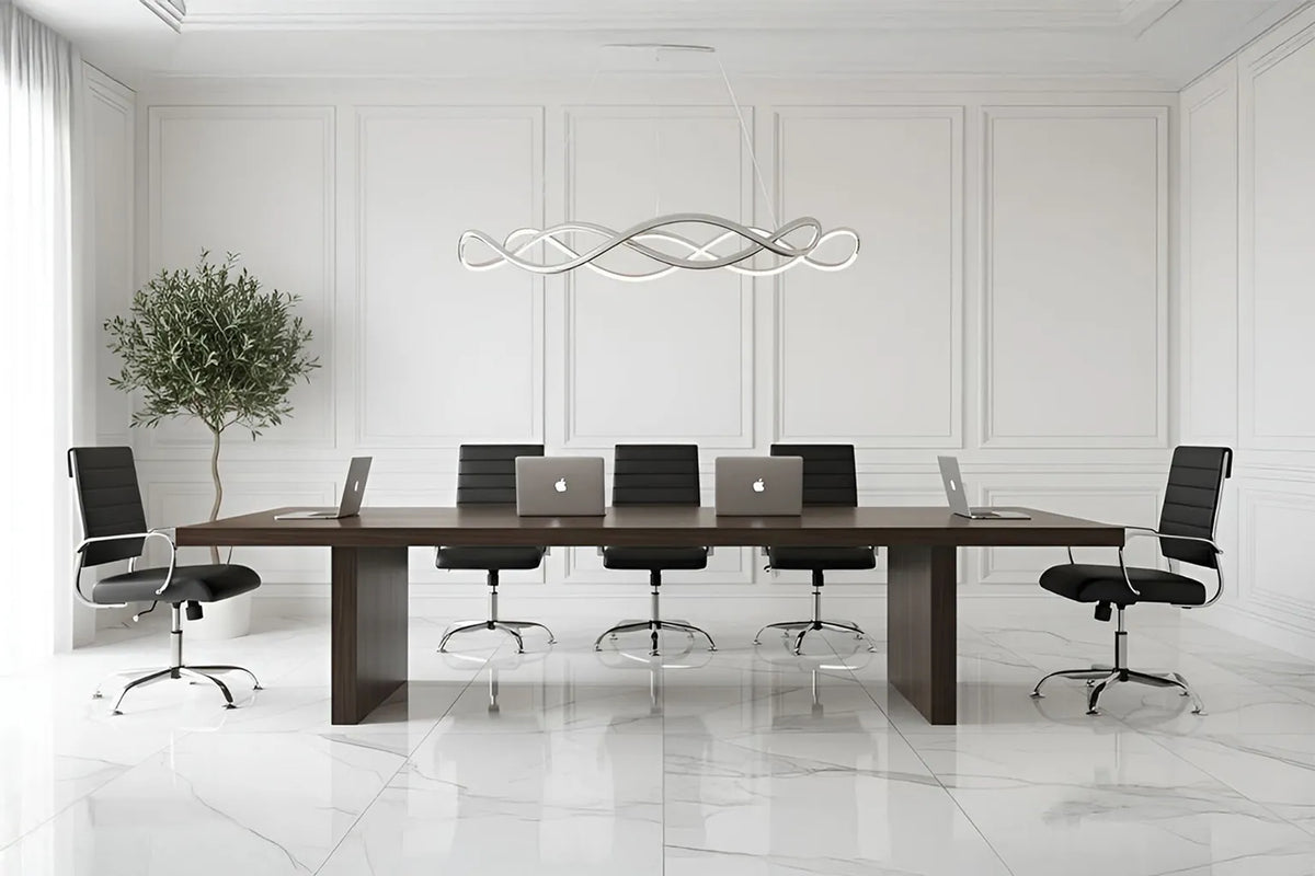 Laguna Classic Office Chair - Black Vegan Leather and Chrome Base - Without Wheels