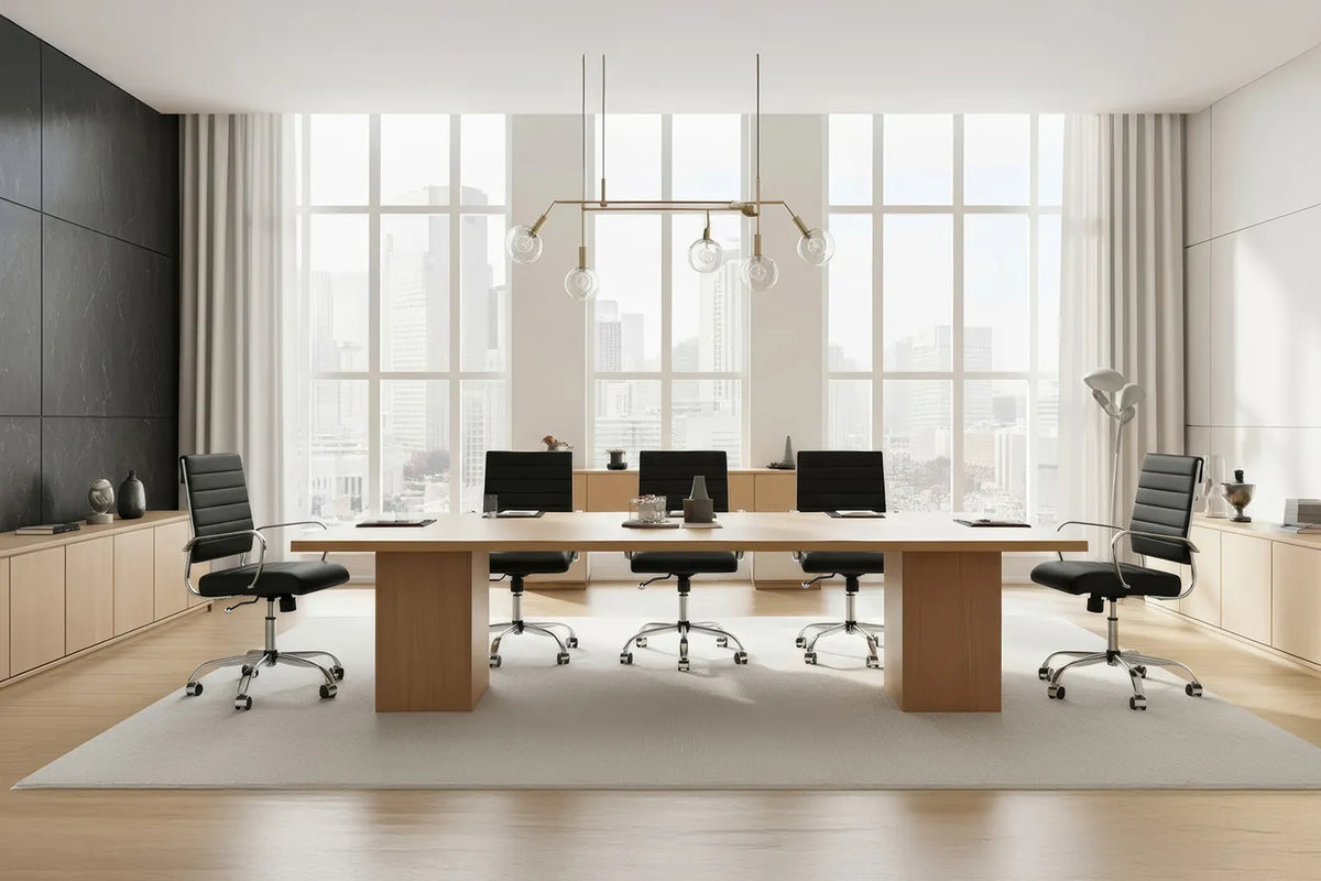 Laguna Classic Office Chair - Black Vegan Leather and Chrome Base - With Wheels