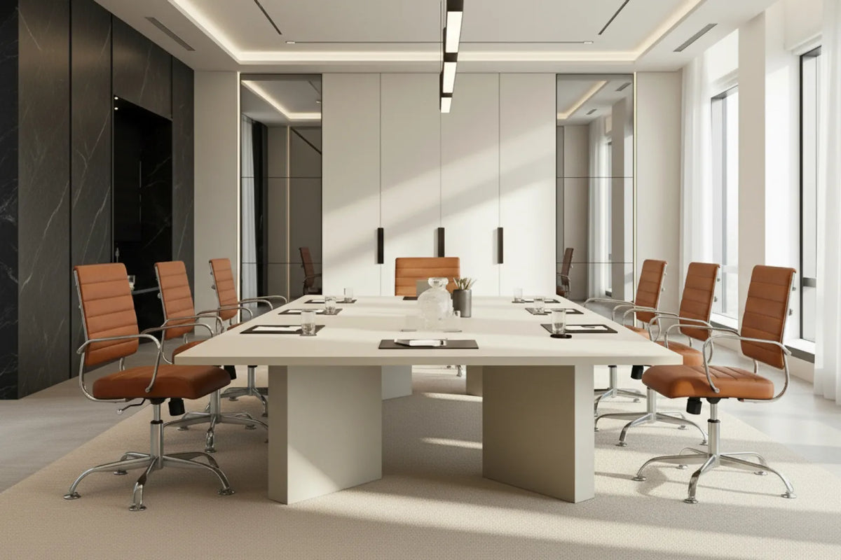 Laguna Classic Office Chair - Brown Vegan Leather and Chrome Base - Without Wheels