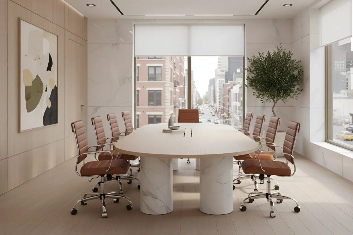 Laguna Classic Office Chair - Brown Vegan Leather and Chrome Base - With Wheels