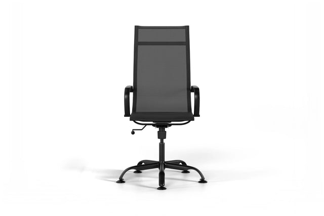 Mesh Executive Office Chair - Black Vegan Leather and Black Base - Without Wheels
