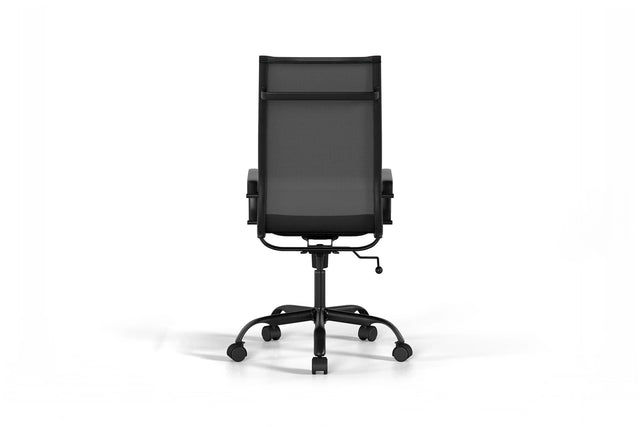 Mesh Executive Office Chair - Black Vegan Leather and Black Base - With Wheels