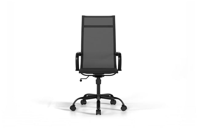 Mesh Executive Office Chair - Black Vegan Leather and Black Base - With Wheels