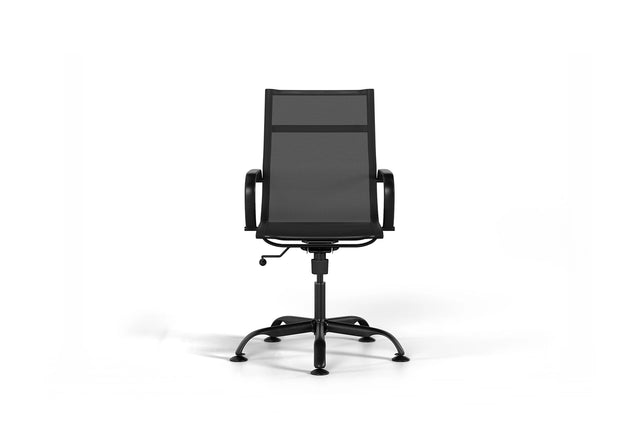 Mesh Classic Office Chair - Black Vegan Leather and Black Base - Without Wheels