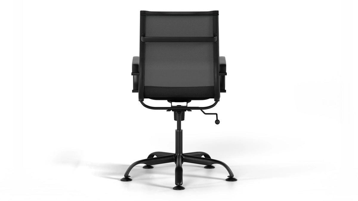 Mesh Classic Office Chair - Black Vegan Leather and Black Base - Without Wheels