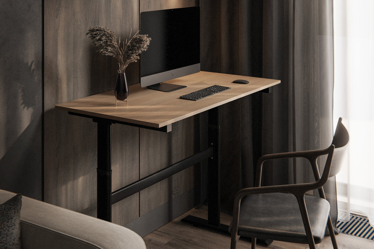 Chelsea Standing Desk - Oak Top With Black Legs - lifestyle