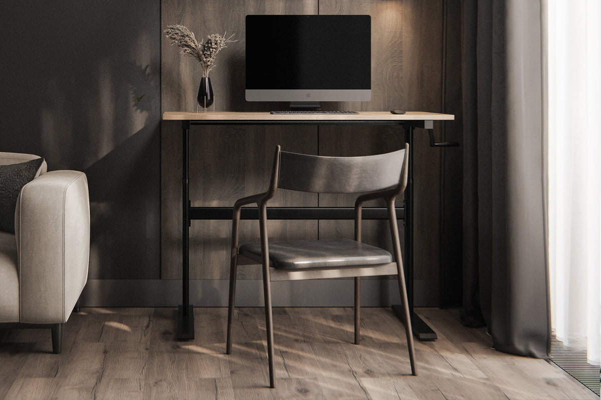Chelsea Standing Desk - Oak Top With Black Legs - lifestyle