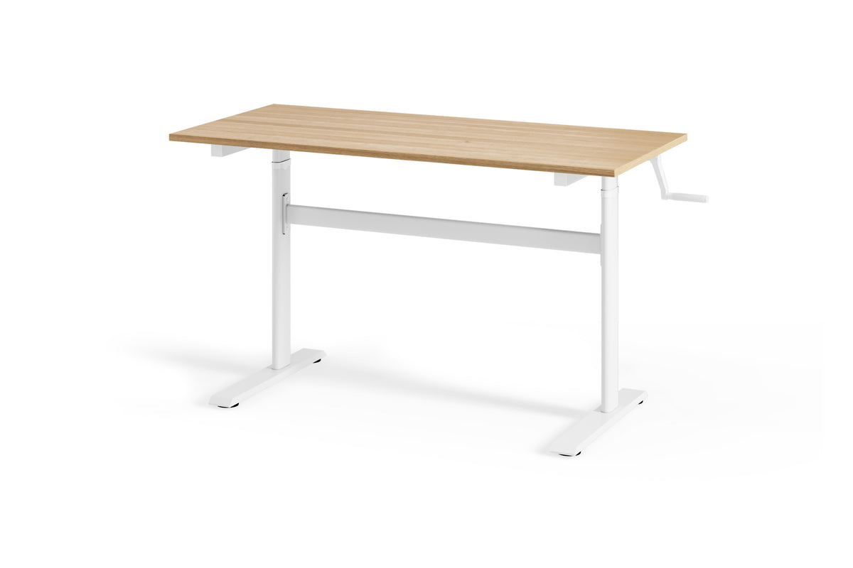 Chelsea Standing Desk - Oak Top With White Legs - angle