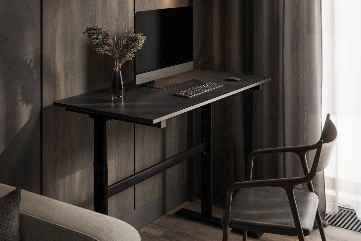Chelsea Standing Desk - Black Top With Black Legs - lifestyle
