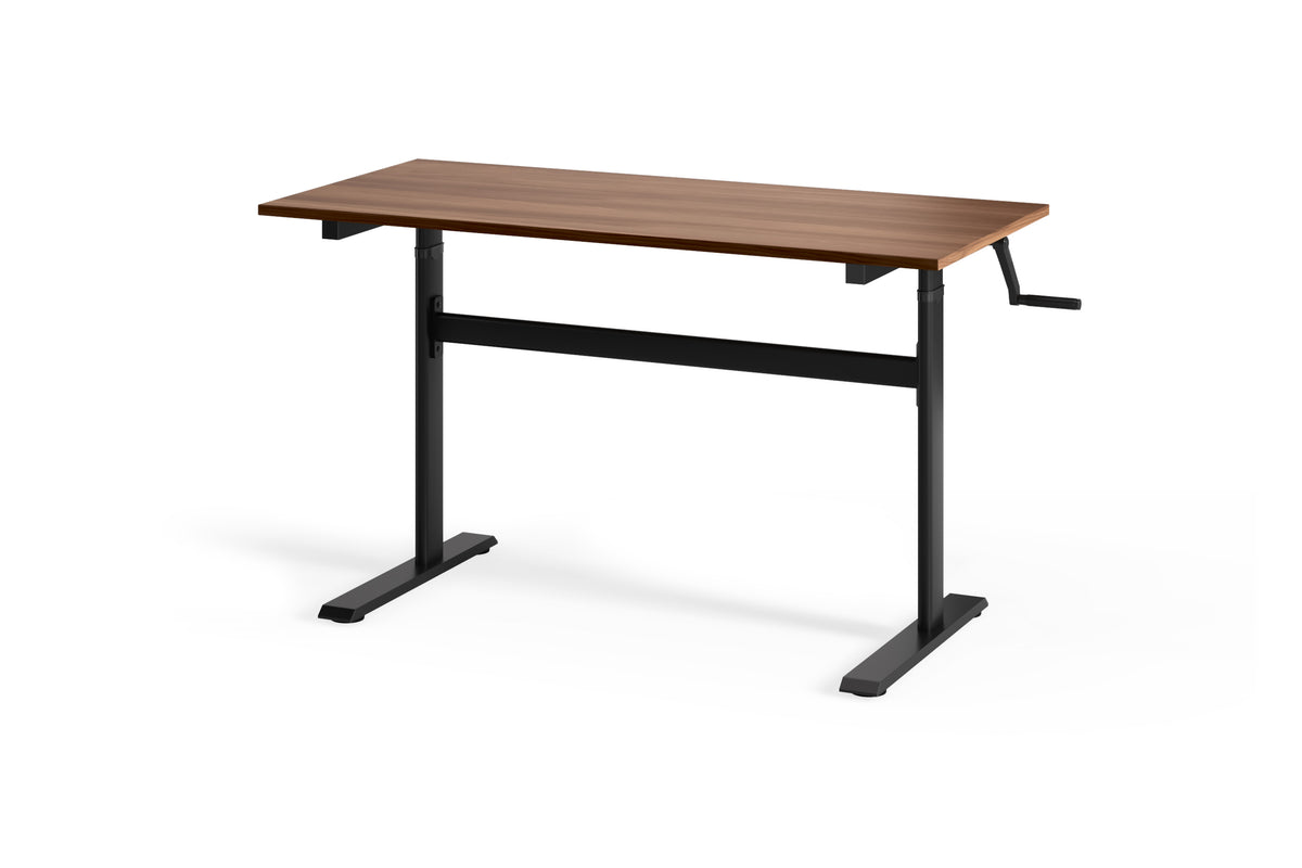 Chelsea Standing Desk - Walnut Top With Black Legs - angle