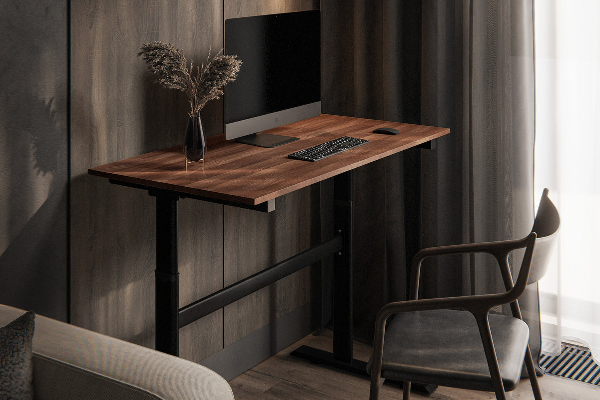 Chelsea Standing Desk - Walnut Top With Black Legs - lifestyle