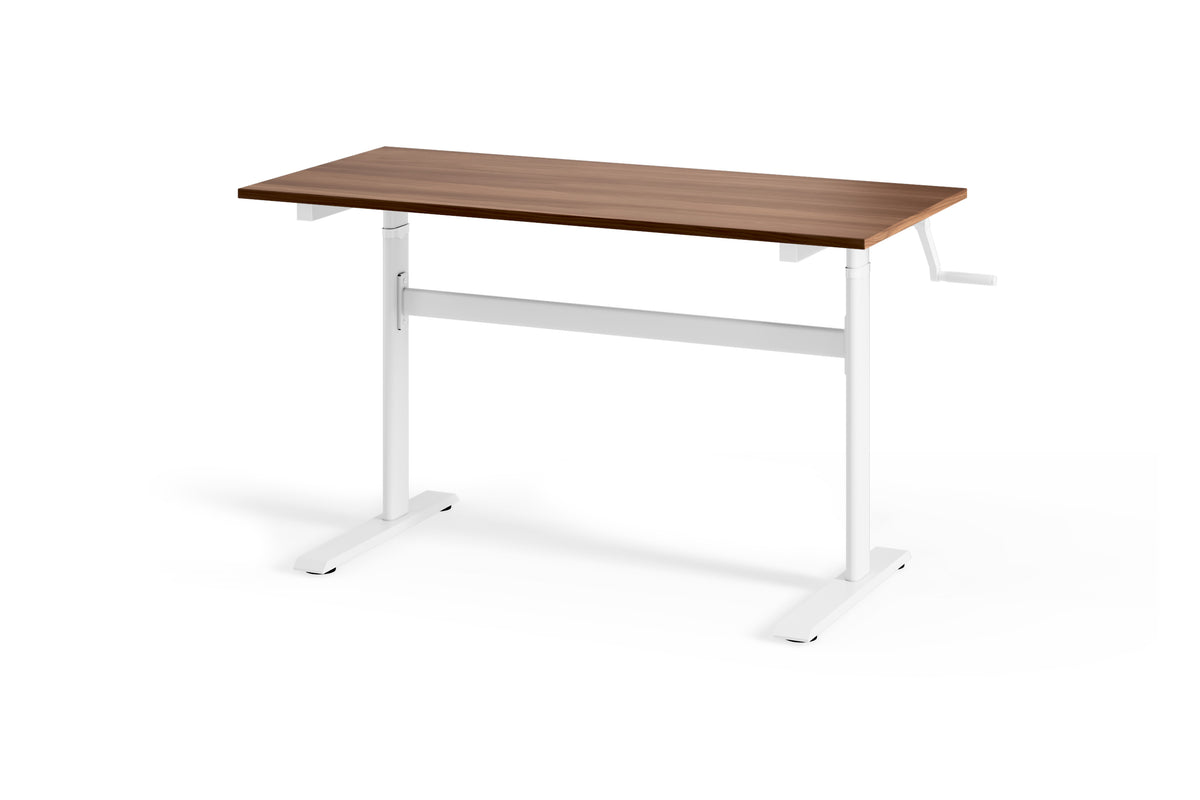 Chelsea Standing Desk - Walnut Top With White Legs - angle