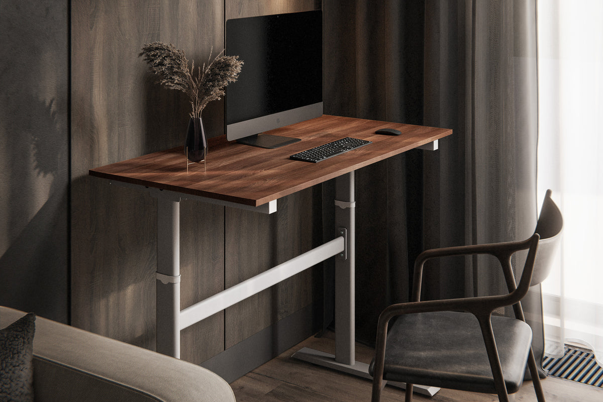 Chelsea Standing Desk - Walnut Top With White Legs - lifestyle