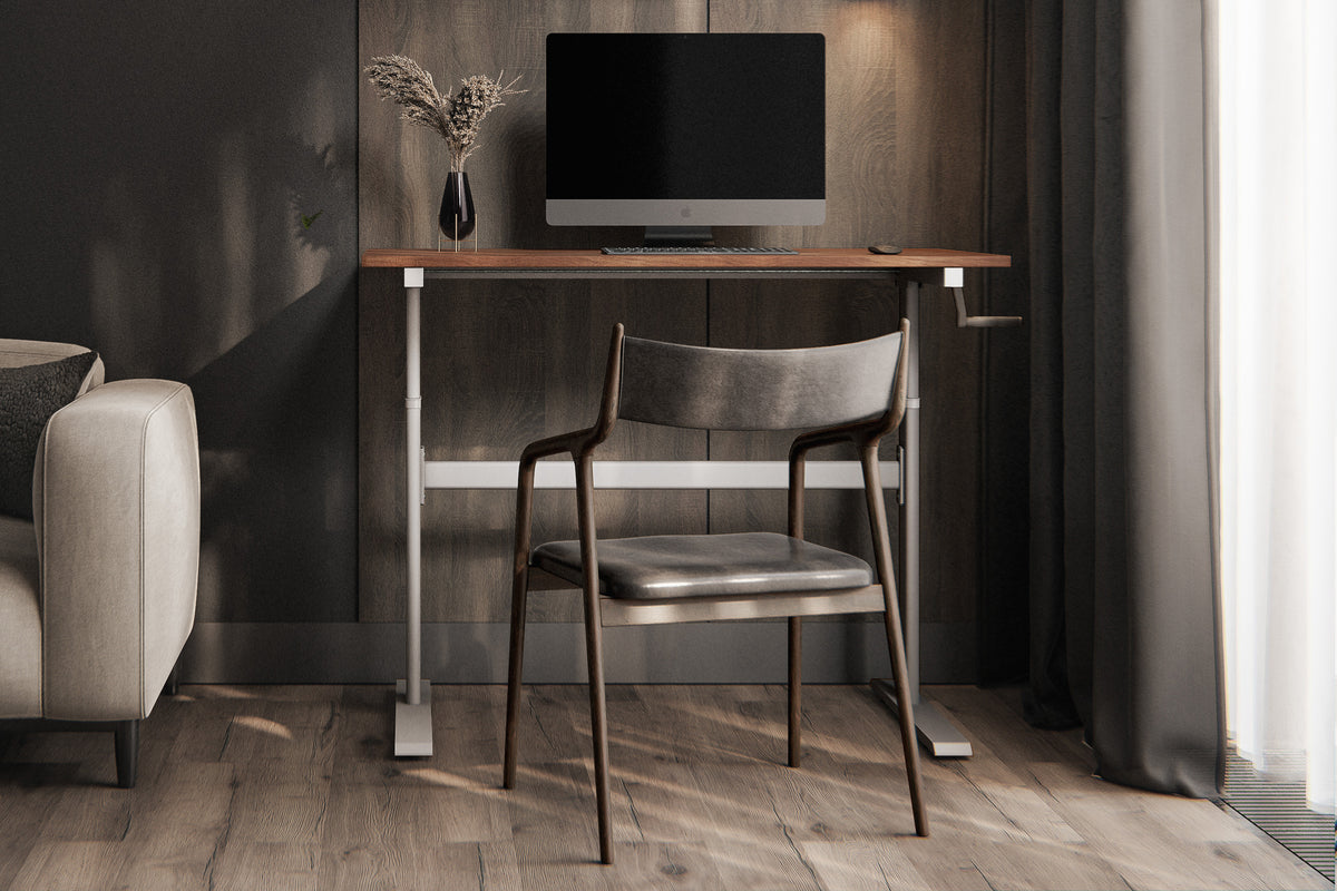 Chelsea Standing Desk - Walnut Top With White Legs - lifestyle