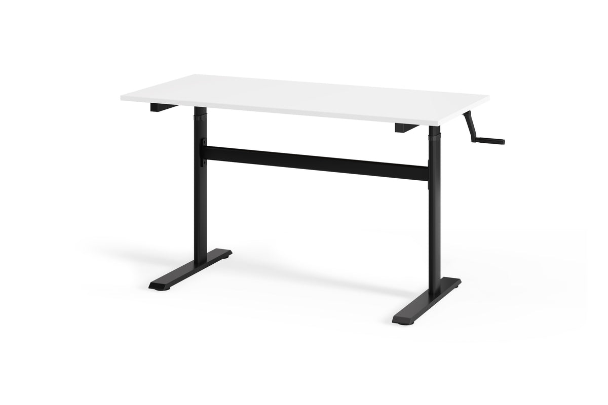 Chelsea Standing Desk - White Top With Black Legs - angle