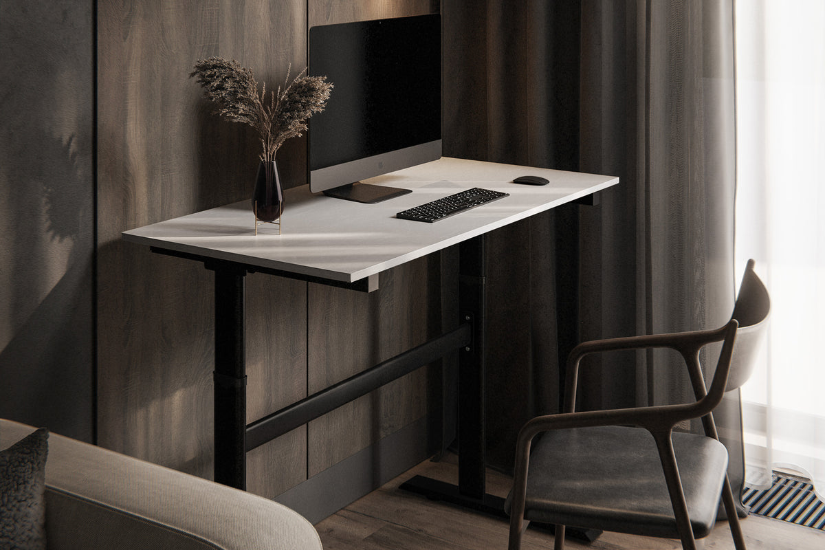 Chelsea Standing Desk - White Top With Black Legs - lifestyle