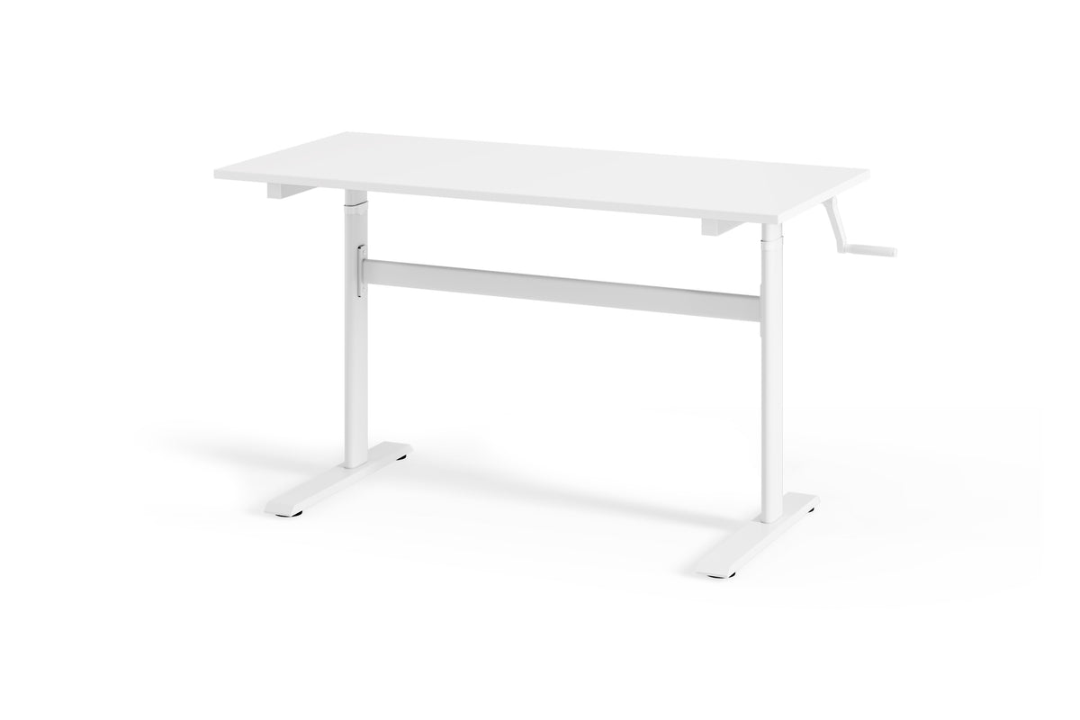 Chelsea Standing Desk - White Top With White Legs - angle
