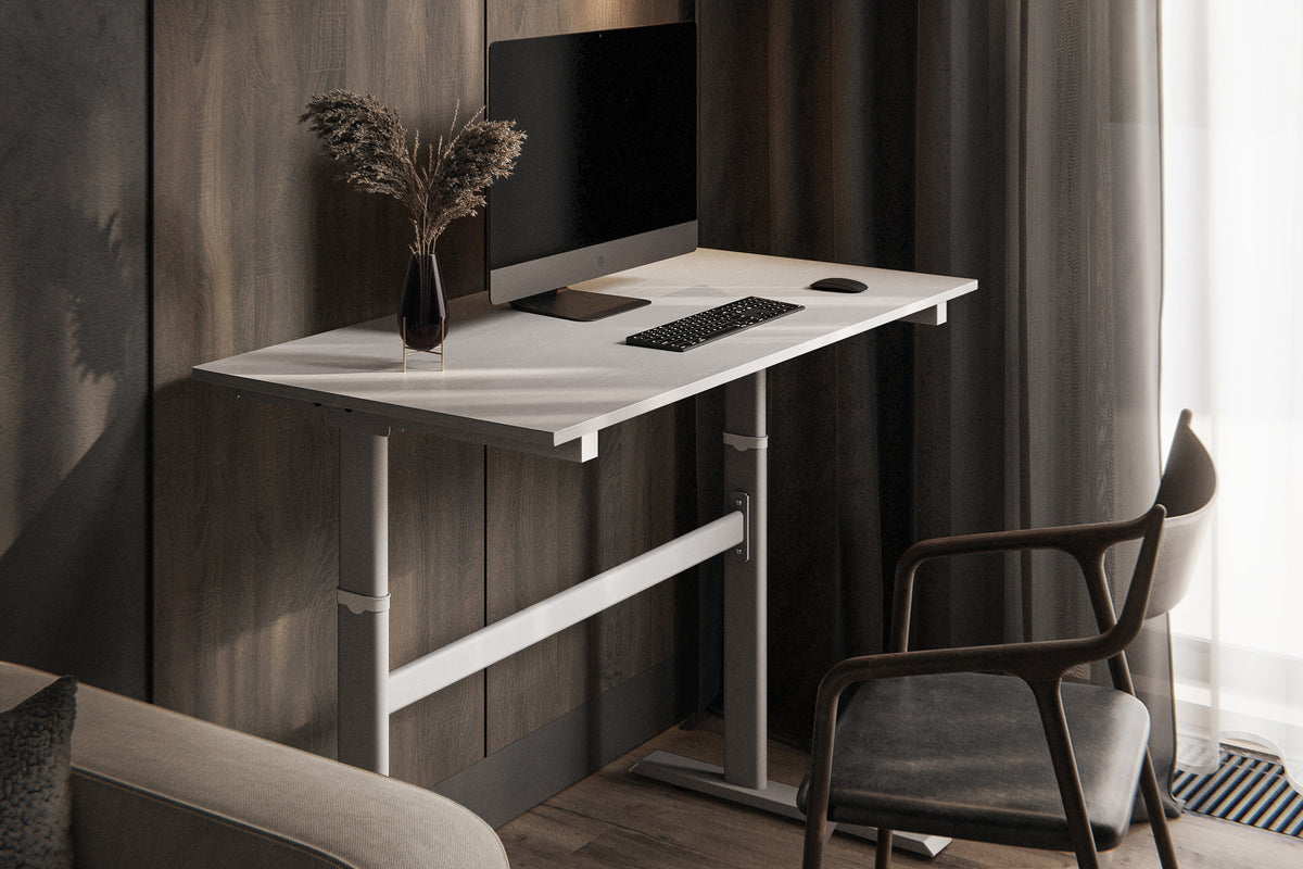 Chelsea Standing Desk - White Top With White Legs - lifestyle