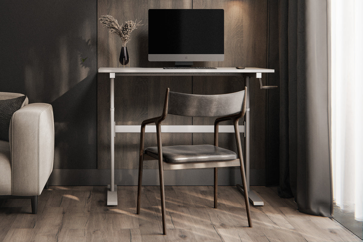 Chelsea Standing Desk - White Top With White Legs - lifestyle