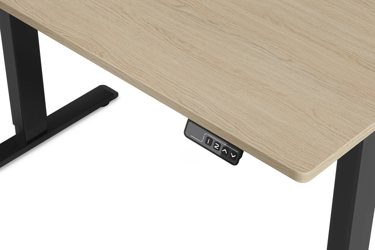 Chelsea Standing Desk - Oak Top With Black Legs - detail