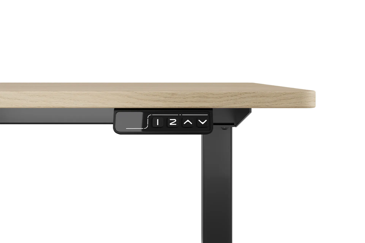 Chelsea Standing Desk - Oak Top With Black Legs - detail