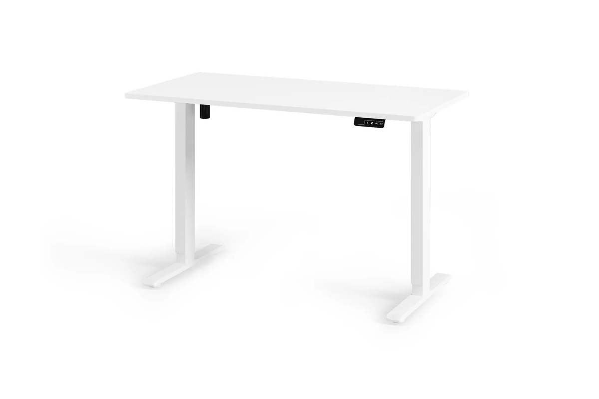 Chelsea Standing Desk - White Top With White Legs - angle